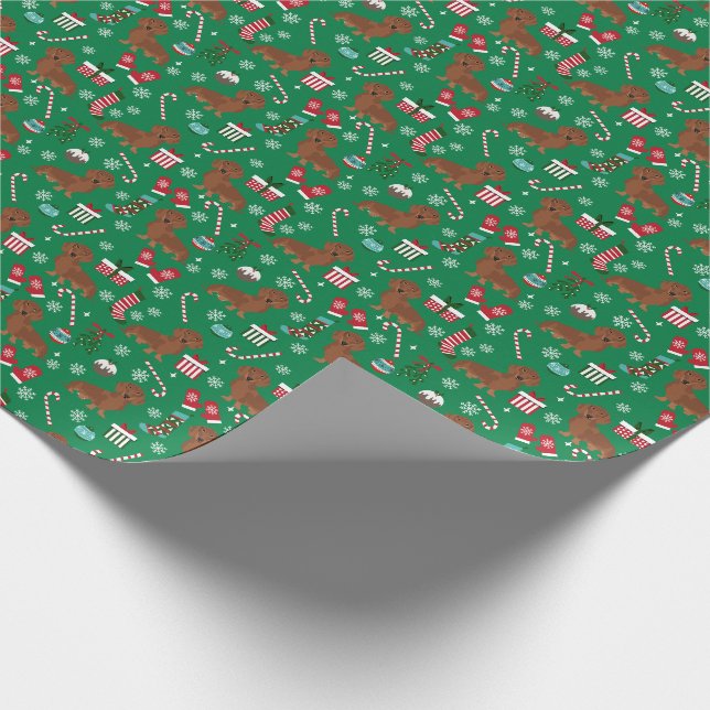 Papier Cadeau Chien de Noël de Dachshund (Coin)
