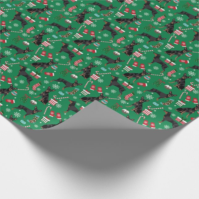 Papier Cadeau Chien de noël de Min Pin (Coin)