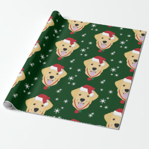Papier Cadeau Chien de Noël des trieurs d'or de Père Noël