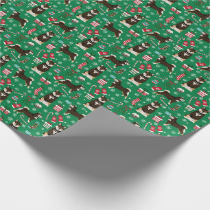 Papier Cadeau Chien de Noël noir et tan de Shiba Inu