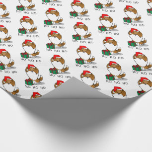 Papier Cadeau Chien de Noël Santa Hat Shetland Sheepdog (sable) 