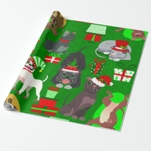 Papier Cadeau Chien de père Noël