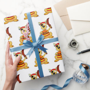Papier Cadeau Chien de pirate drôle avec une épée jouet