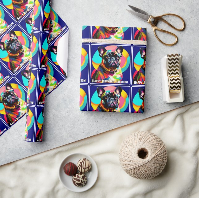 Papier Cadeau Chien de taureau français cool (Artisanat)