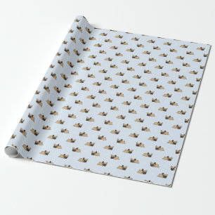 Papier Cadeau Chien de taureau français, mignon motif endormi.
