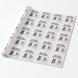 Papier Cadeau Chien de taureau français Nouvel An