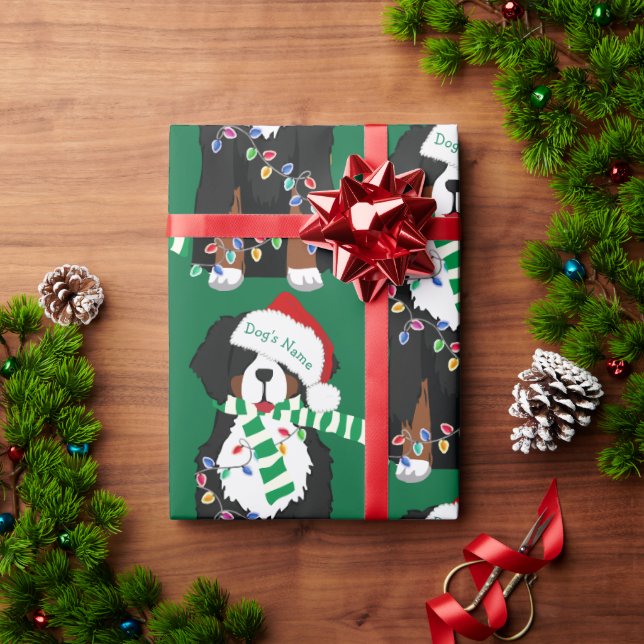 Papier Cadeau Chien de vacances de Noël Bernese Mountain (Cadeau de vacances)