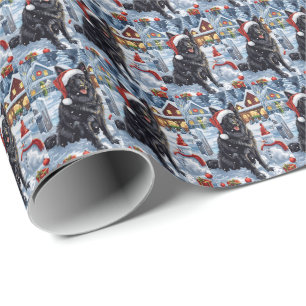 Papier Cadeau Chien d'hiver belge Wonderland Noël