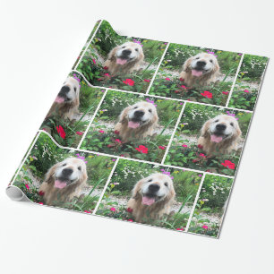 Papier Cadeau Chien d'or de l'équipe des fleurs toutes les occa