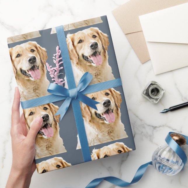 Papier Cadeau Chien d'or retriever personnalisé Chien dessiné pe (Cadeaux)