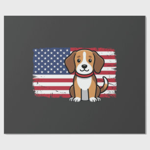 Papier Cadeau Chien Drapeau Américain Vectoriel Patriotique