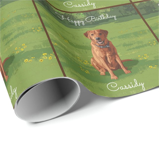 Papier Cadeau Chien du Labrador jaune rouge renard (Coin rond)