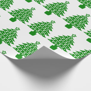 Papier Cadeau Chien Empreinte de patte Green Christmas Tree