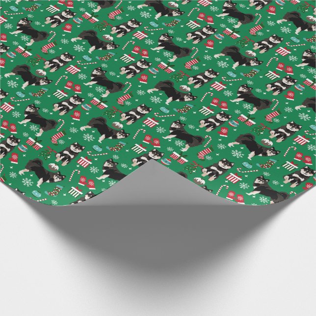 Papier Cadeau Chien finlandais de noël de Lapphund (Coin)