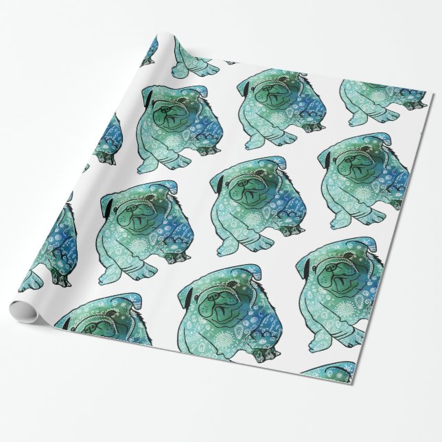 Papier Cadeau Chien Français Bulldog Papier à envelopper brillan (Déroulé)