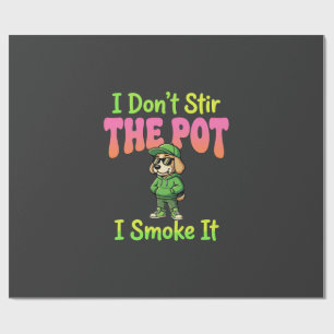 Papier Cadeau Chien Fumeur de Joint Drôle Stoner