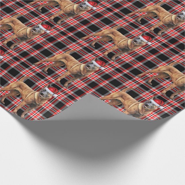 Papier Cadeau Chien malinois belge et Noël rouge (Coin)