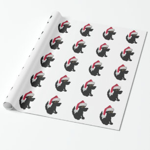 Papier Cadeau Chien noir de Noël