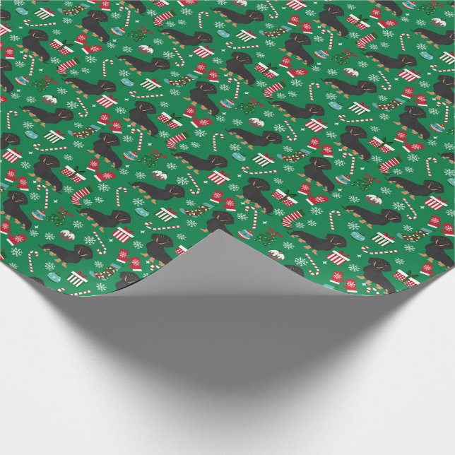 Papier Cadeau Chien noir et tan Dachshund (Coin)