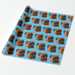 Papier Cadeau Chien Photo Boxer Chien Chien Chien Bleu Clair Per