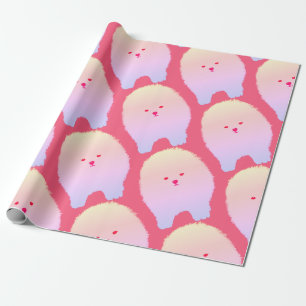 Papier Cadeau Chien rose, art de chien, papier d'emballage de
