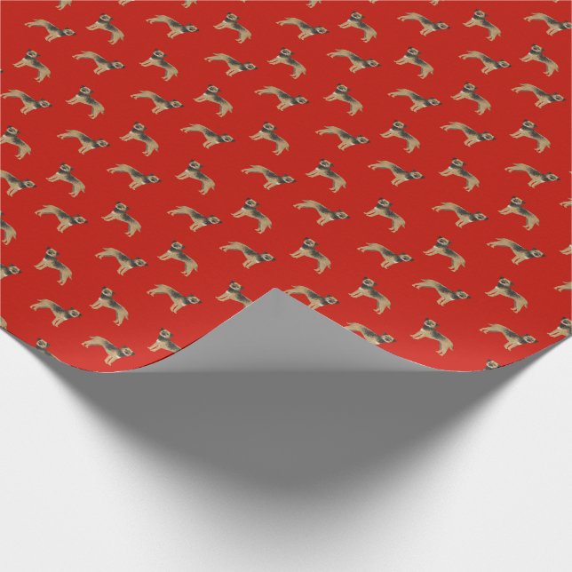 Papier Cadeau Chien rouge de Noël de Terrier frontalier (Coin)