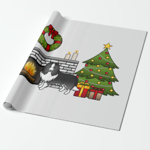 Papier Cadeau Chien Shetland Sheepdog Bi-Noir Dans Une Chambre D
