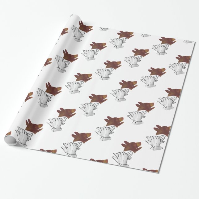 Papier Cadeau Chien Silhouette main Brown (Déroulé)