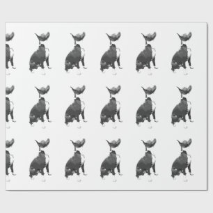 Papier Cadeau Chien Taureau noir et blanc motif tendance
