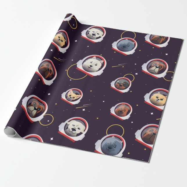 Papier Cadeau Chiens astronautes (Déroulé)