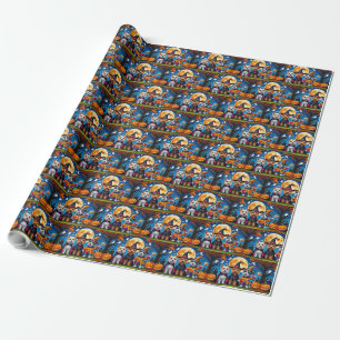 Papier Cadeau Chiens Cairn Terrier Citrouille Halloween Drôle