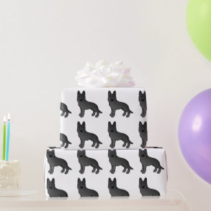 Papier Cadeau Chiens caricaturaux noirs allemands bergers mignon