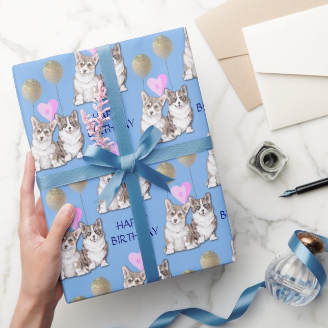 Papier Cadeau Chiens chiots de Corgi mignons Anniversaire (Cadeaux)