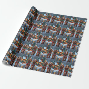 Papier Cadeau Chiens Cocker Spaniel Noël Neige Fêtes