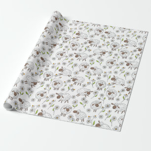 Papier Cadeau Chiens de comptage sur blanc