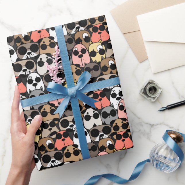 Papier Cadeau Chiens de dessin animé joueurs (Cadeaux)