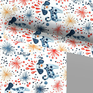 Papier Cadeau Chiens de fête colorés Motif