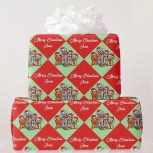 Papier Cadeau Chiens de marionnettes Personnaliser Nom Joyeux No