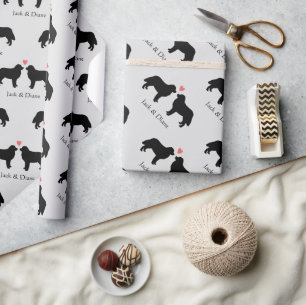 Papier Cadeau Chiens de montagne bernois Mariage avec texte pers