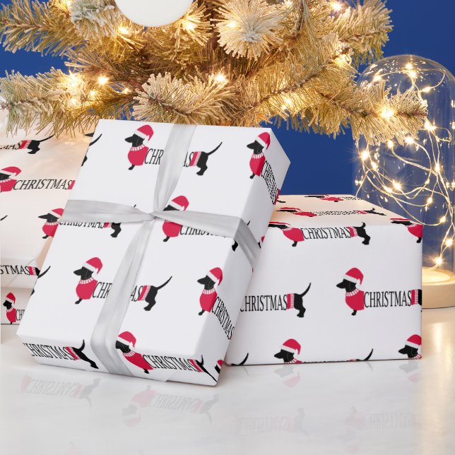 Papier Cadeau Chiens de Noël Belle Graphisme Dachshunds Amusants (Vacances)