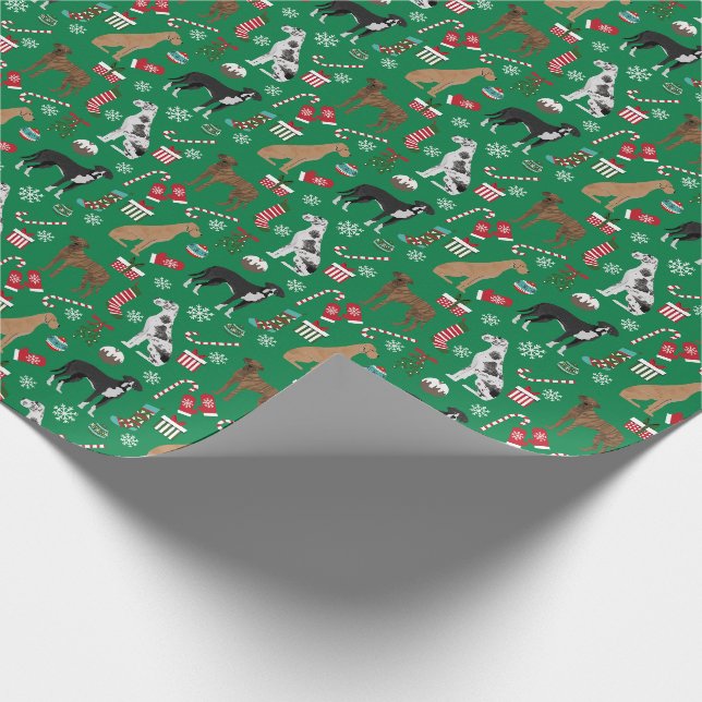 Papier Cadeau Chiens de Noël des grands Dane (Coin)