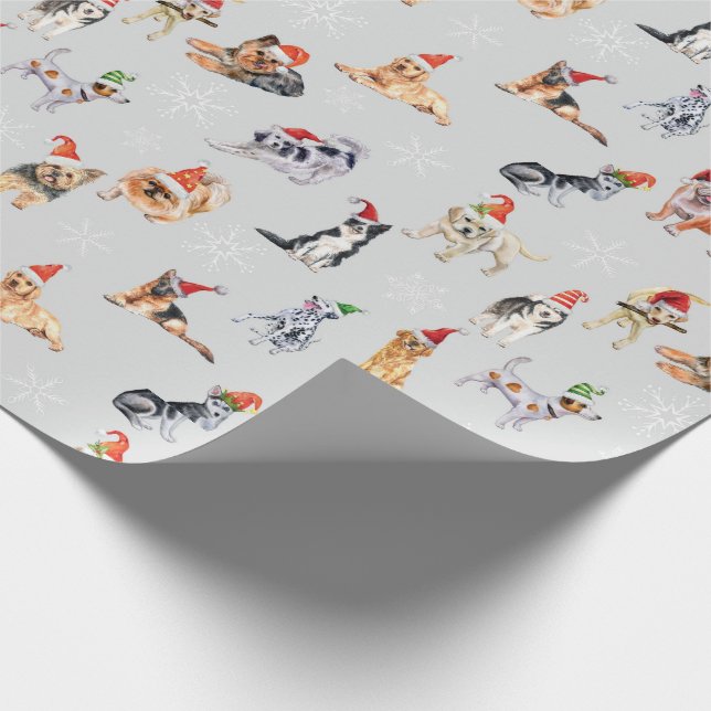 Papier Cadeau Chiens de Noël mignons Papier d'enveloppement Moti (Coin)