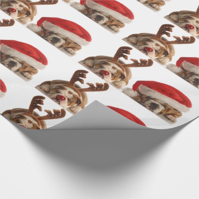 Papier Cadeau Chiens de Noël rouges Chiens de vacances Père Noël (Coin)