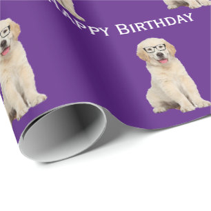 Papier Cadeau Chiens de race Golden Retriever pour anniversaire 