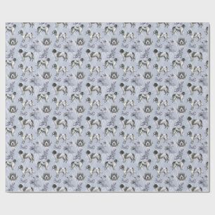 Papier Cadeau Chiens de Terre-Neuve Landseer Toile Florale Vinta