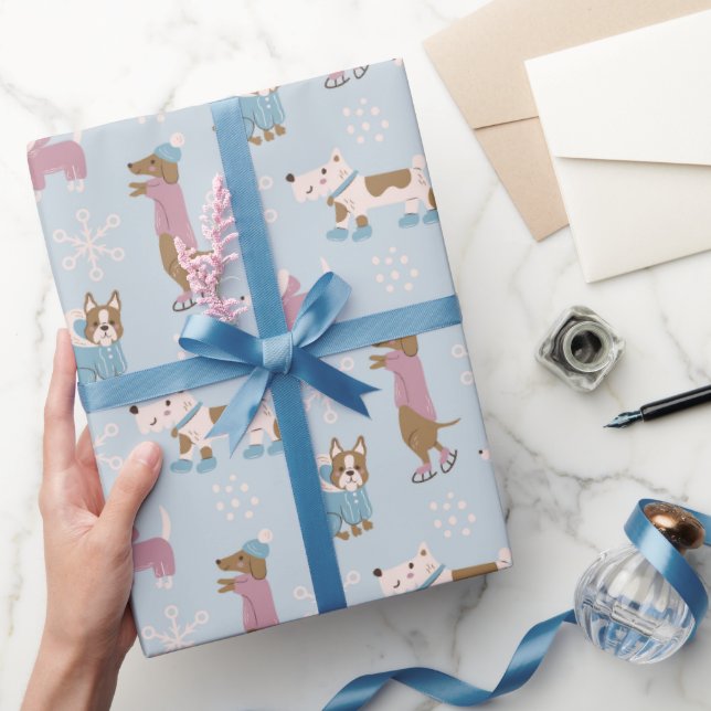 Papier Cadeau Chiens d'hiver (Cadeaux)