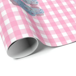 Papier Cadeau Chiens du Staffordshire rose et bleu
