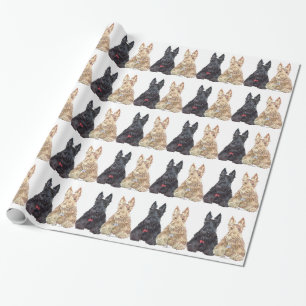 Papier Cadeau Chiens écossais à roue et noirs