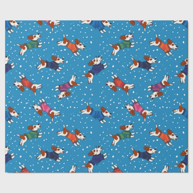Papier Cadeau Chiens En Chandail Coloré Motif (Couture)
