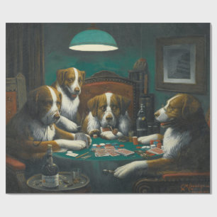 Papier Cadeau Chiens jouant au poker (jeu de carte animale)